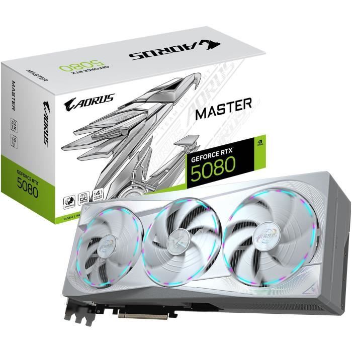 Carte graphique - GIGABYTE - AORUS GeForce RTX 5080 MASTER ICE - 16 Go