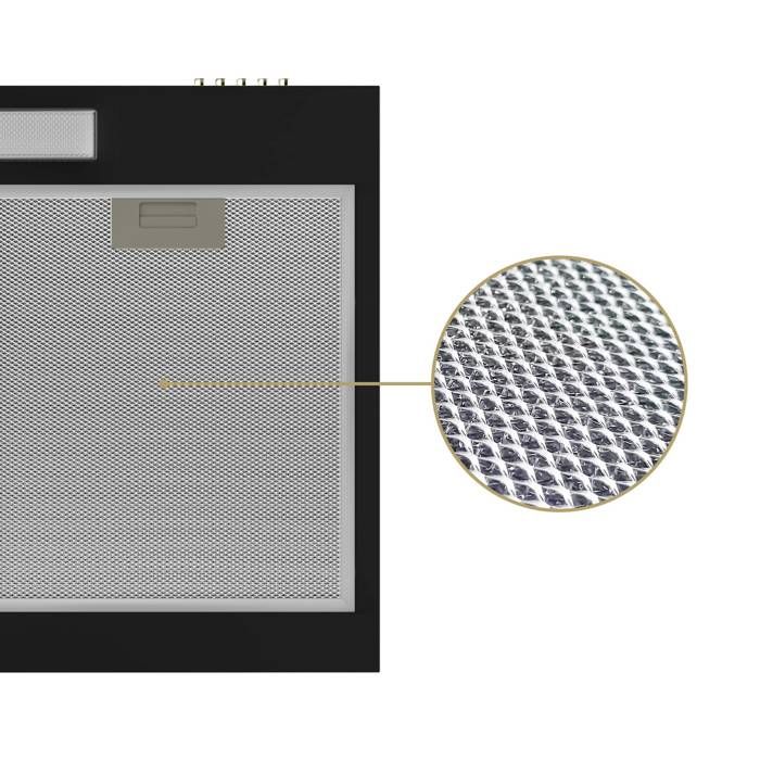 CIARRA Hotte Casquette 60cm 220m³/h Classe A+ 3 vitesses Evacuation&Recyclage Hotte de Cuisine Encastrable Visière Noir – Image 4