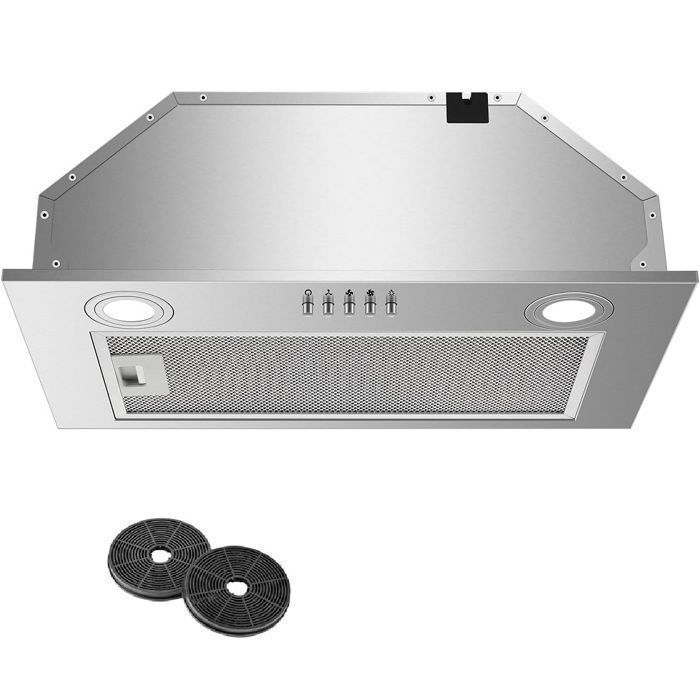 Hotte Aspirante Encastrée - Hotte de Cuisine Intégrée - 300m³/h - 52cm - Evacuation ou Recyclage - Inox - 3 Vitesses