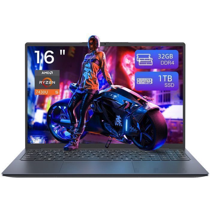 PC Portable Gamer Auusda Gaming A17 Windows 11 - 16" FHD (6C/12T, jusqu'à 4,5 GHz,15W) - AMD Ryzen 7430U- RAM 32Go - 1To SSD