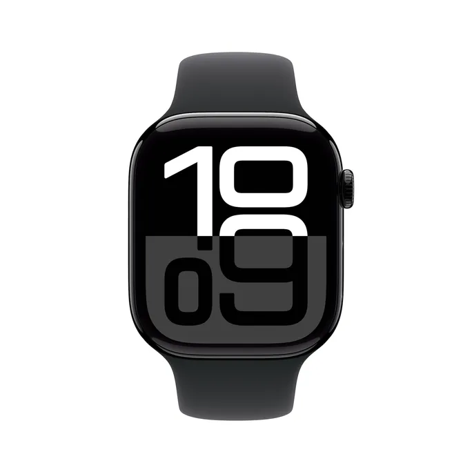 Apple Watch Series 10 LTE 46mm Diamantschwarz Aluminiumgehäuse mit schwarzem Sportarmband - M/L