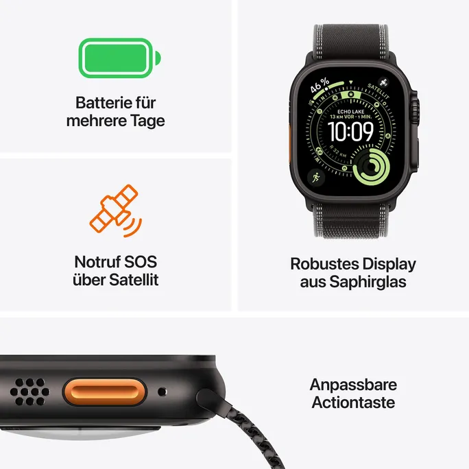 Apple Watch Ultra 3 GPS + Cellular 49mm Natural Titanium Case with Light Blue Alpine Loop - Small – Bild 3