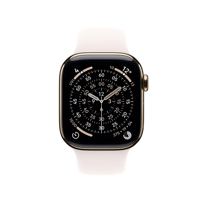 Apple Watch Series 11 GPS + Cellular 42mm Gold Titanium Gehäuse mit Sport Band (light blush) - S/M – Bild 2