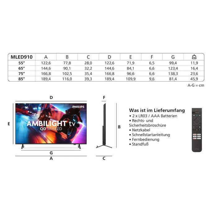 Philips 65MLED910/12 164cm 65" 4K miniLED Ambilight Smart TV Fernseher – Bild 4