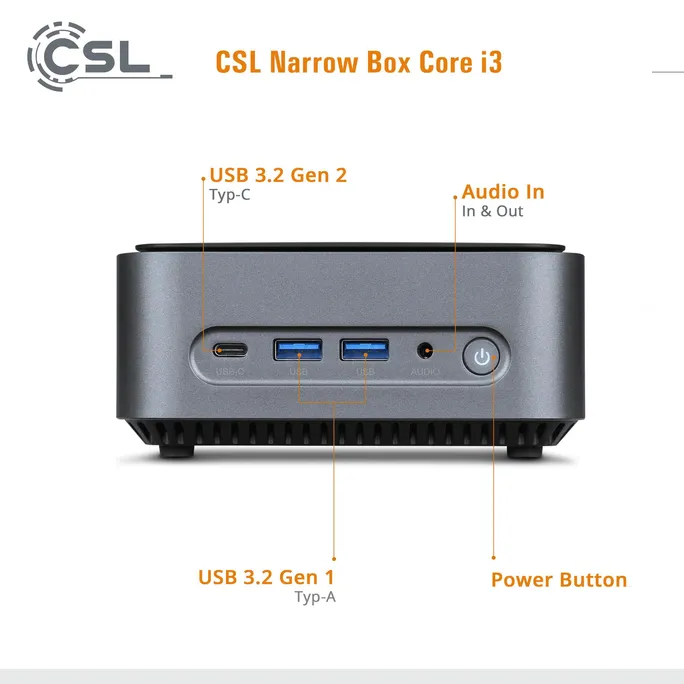 CSL Narrow Box Mini-PC Core i3-N305 16GB/1TB SSD Win11 Pro – Bild 3