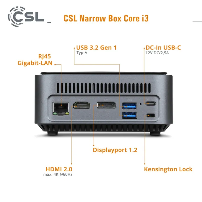 CSL Narrow Box Mini-PC Core i3-N305 16GB/1TB SSD Win11 Pro – Bild 4