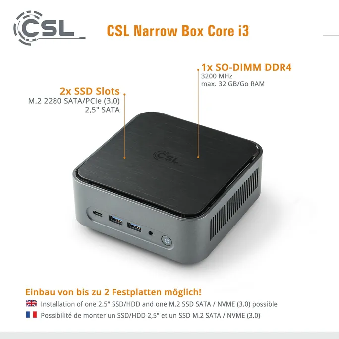 CSL Narrow Box Mini-PC Core i3-N305 16GB/1TB SSD Win11 Pro – Bild 5