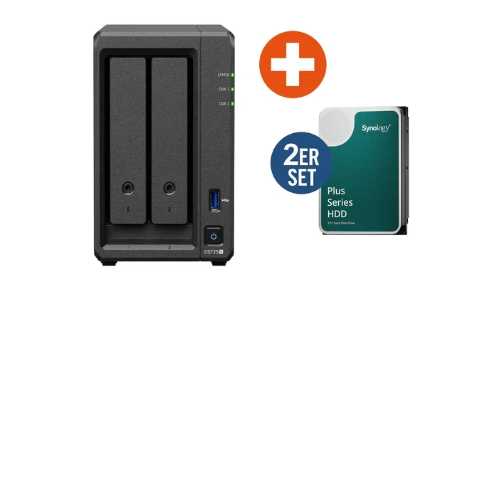 Synology Diskstation DS725+ NAS System 2-Bay 16TB inkl. 2x 8 TB Synology HDD HAT3320-8T