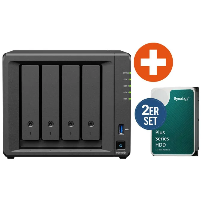 Synology Diskstation DS925+ NAS System 4-Bay 32 TB inkl. 2x 16 TB Synology HDD HAT3310-16T