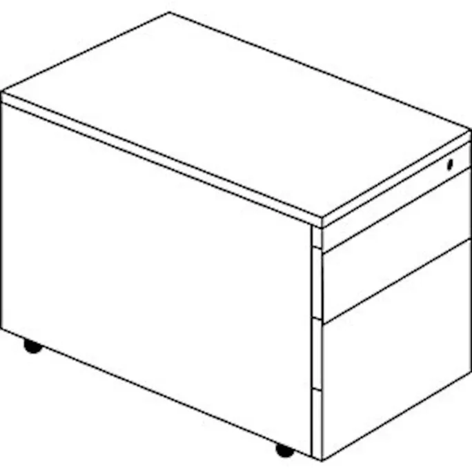 Schubladencontainer, Rollen, 579x600, 1 Schub, 1 Hängereg., lichtgrau – Bild 2