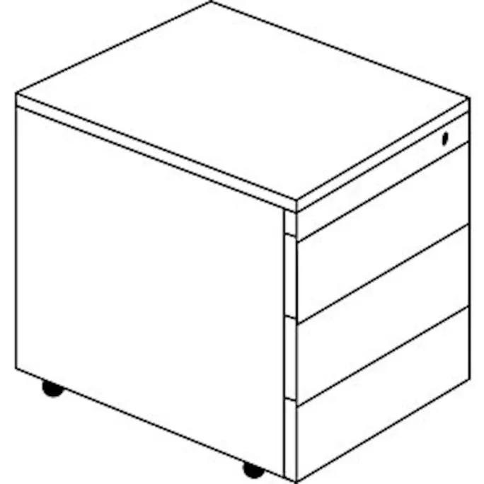 Schubladencontainer mit Rollen, 570x600mm, Stahlplatte, 3xSchublade, weiß/blau – Bild 4