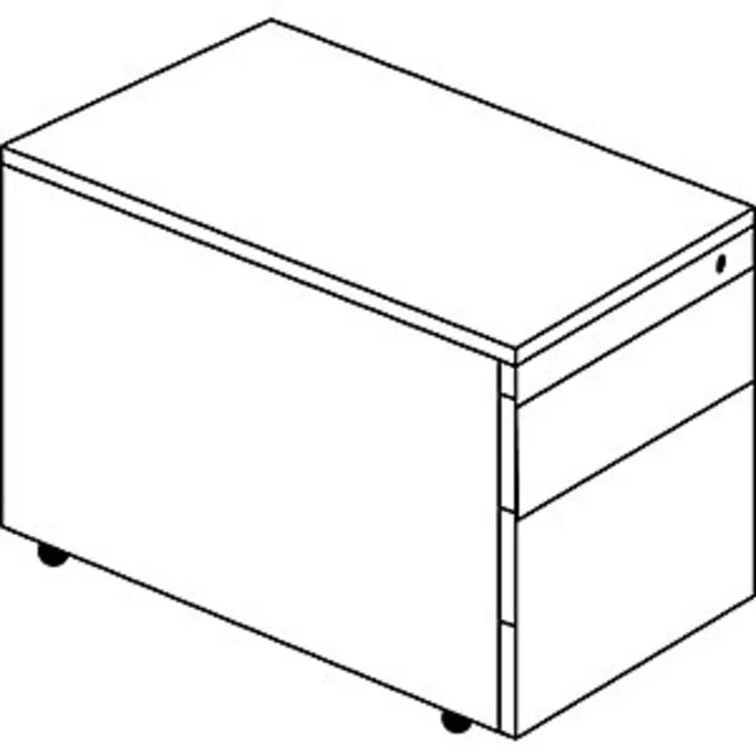 Schubladencontainer m.Rollen, 573x600, 1 Materialschub, 1 Hängereg, weiß/alu – Bild 2