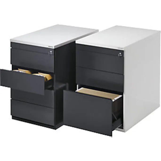 Schubladencontainer, 720x800 mm, 2 Materialschübe, 1 Hängereg., weiß/alu/Ahorn – Bild 2