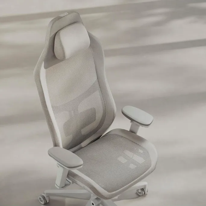 Fractal Refine Gaming Chair Mesh Light/ Hellgrau | Synchro-Tilt Mechanismus, Rückenlehne mit integrierter Lordosenstütze – Bild 3